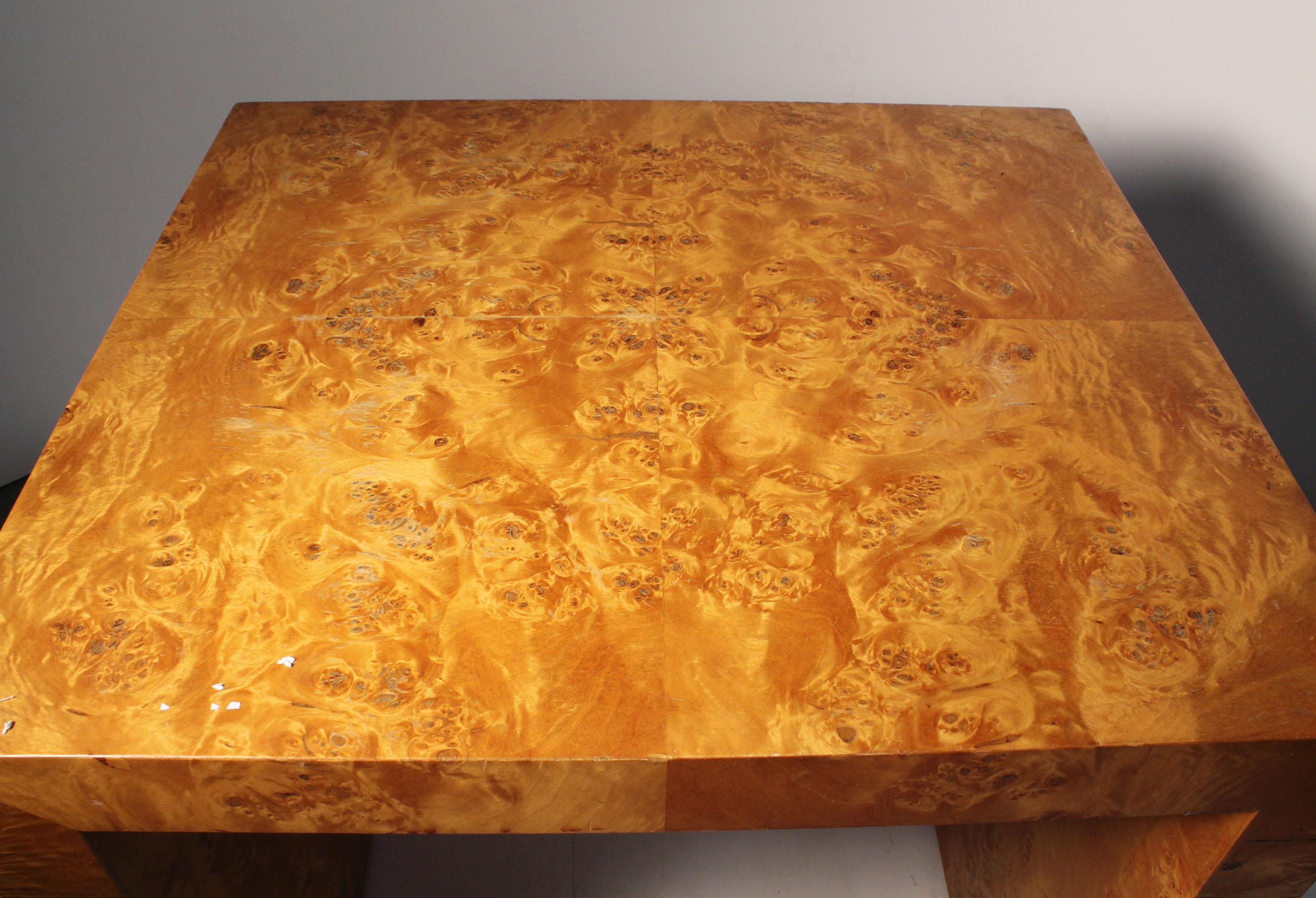 20th Century Architectural Burl Waterfall Side Table attributed to Milo Baughman For Sale