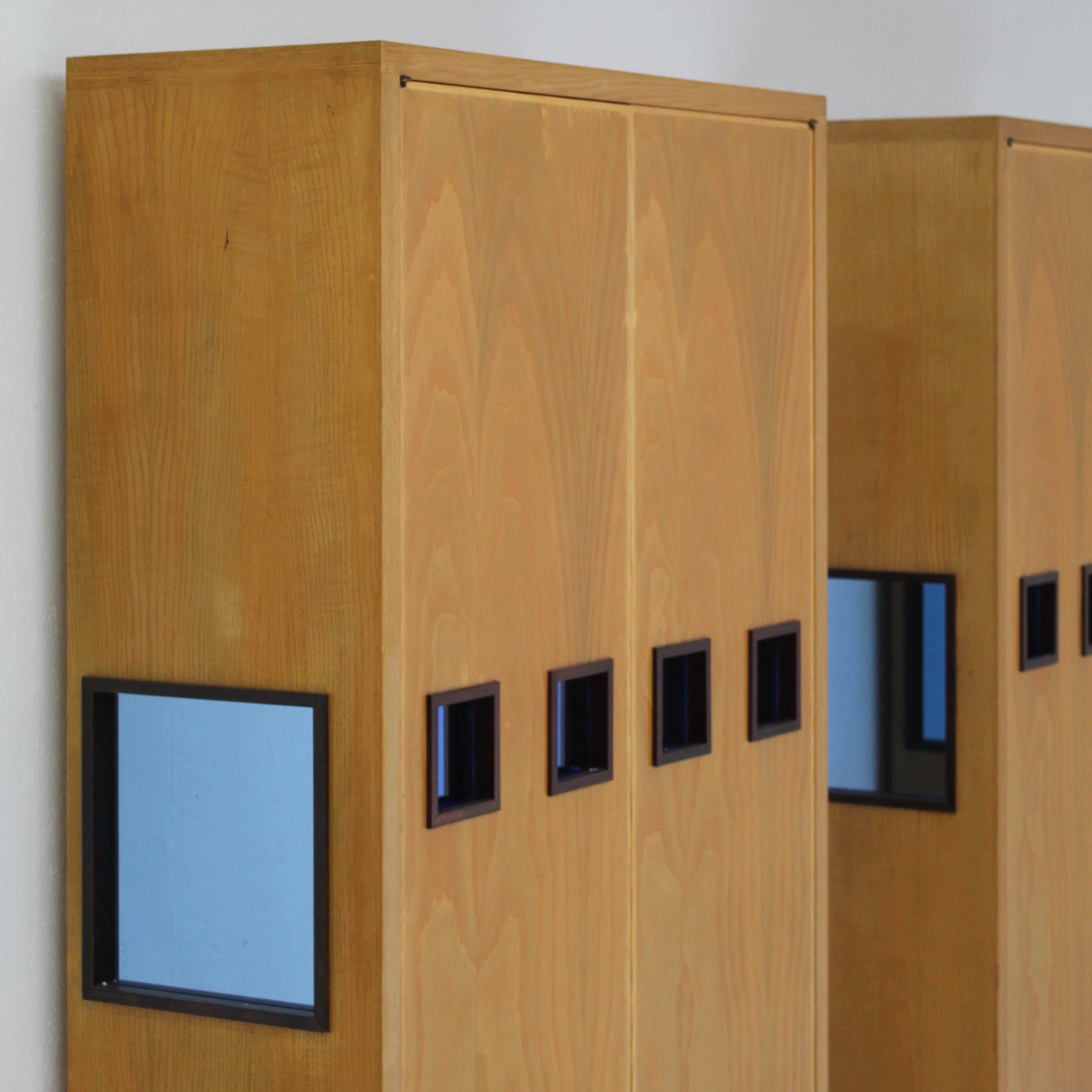 Art deco wardrobe with blue mirror glass, found in Italy from the 70s