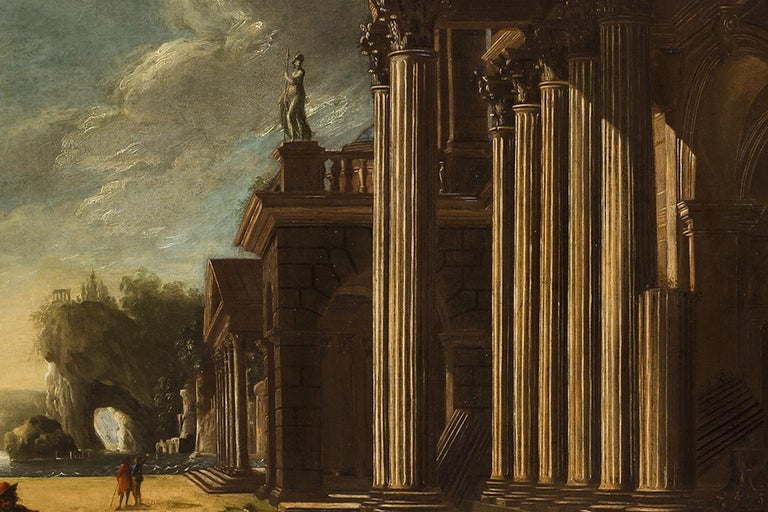 Architectural Capriccio Ruins and Herds Painting, 18th Century ...