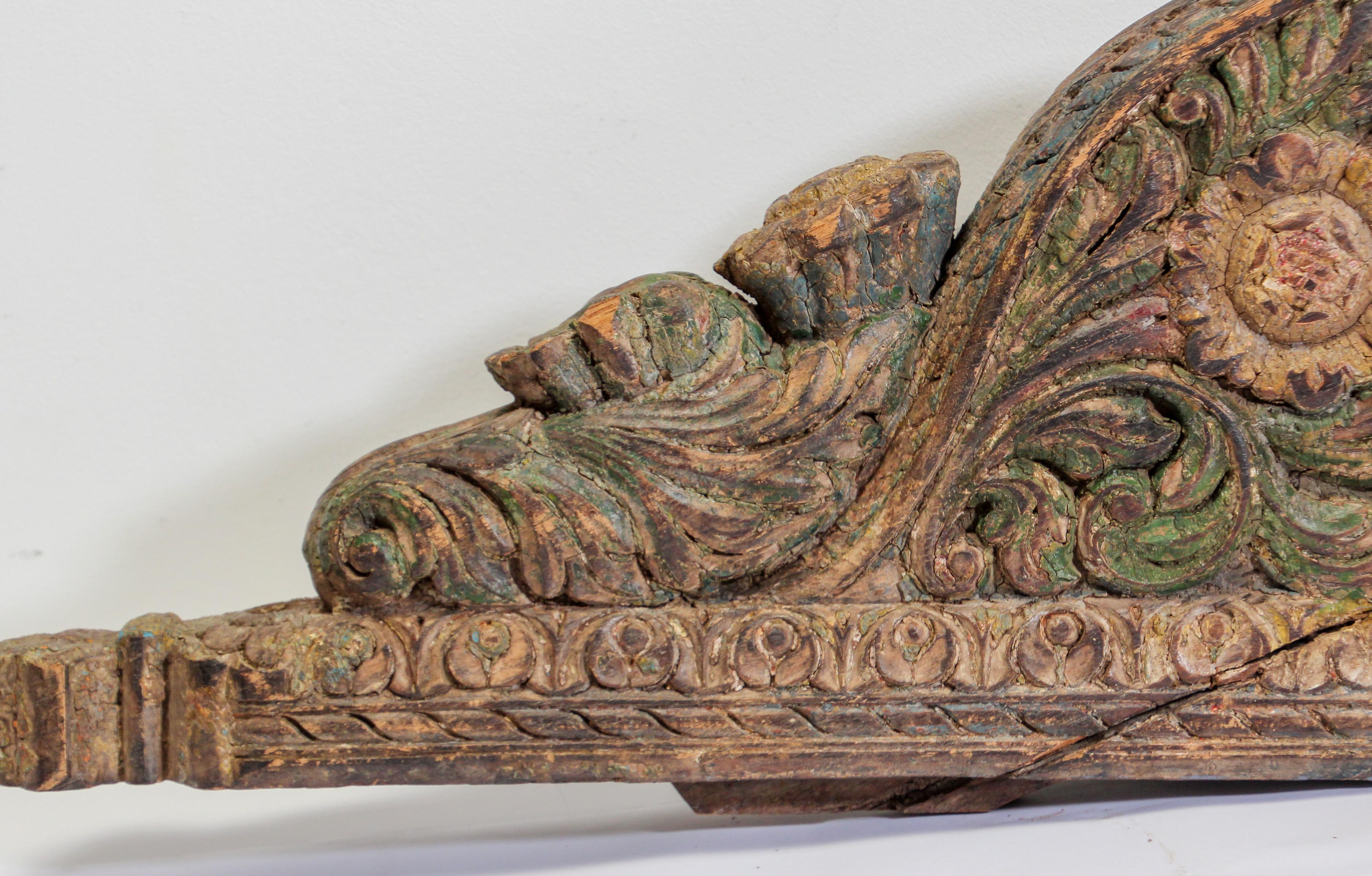 Architectural Carved Wood Temple Fragment from India 3