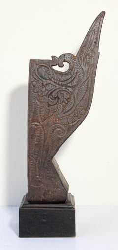 Architectural Carved Wood Temple Fragment from India