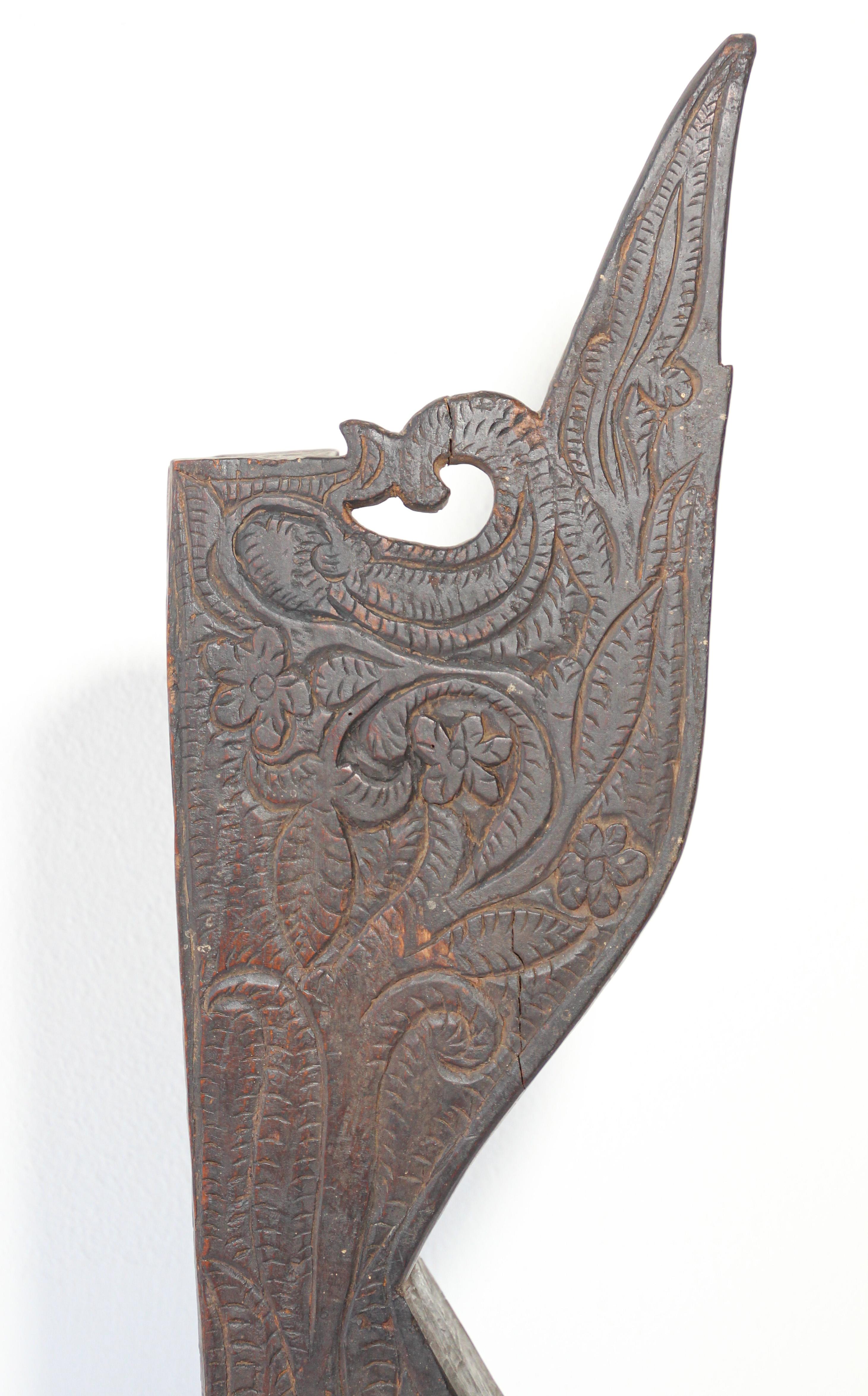 Hand-Carved Architectural Carved Wood Temple Fragment from India For Sale