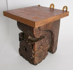 Architectural Carved Wood Temple Fragment Wall Bracket from India