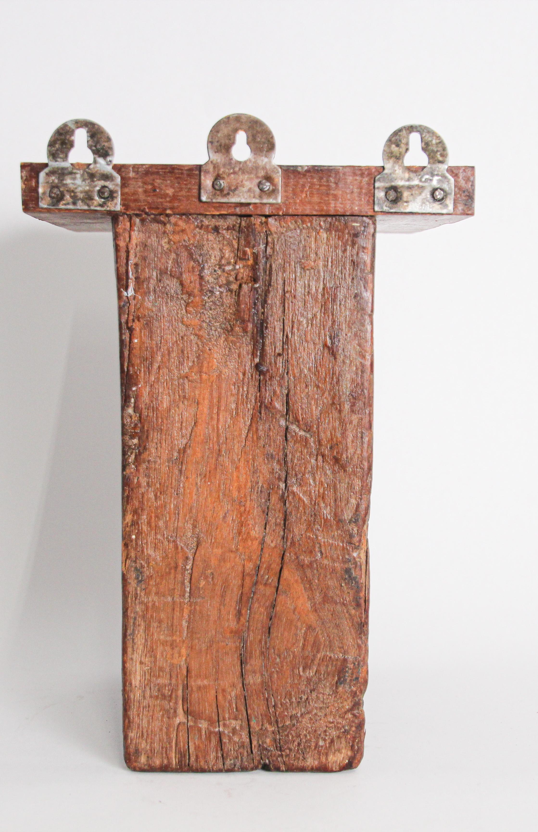18th Century Architectural Carved Wood Temple Fragment Wall Bracket from India For Sale