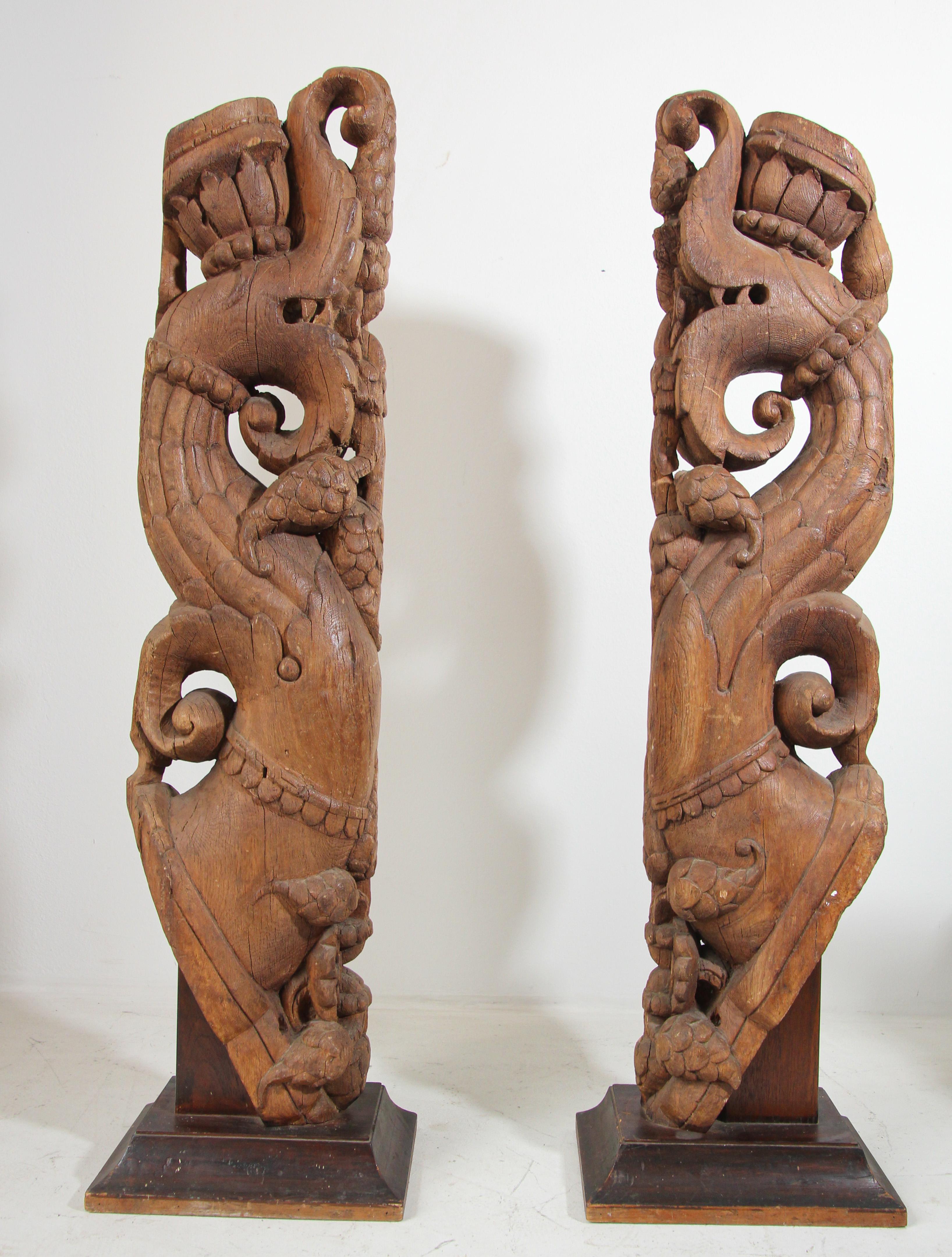  Architectural Carved Wood Temple Truss from India For Sale 5