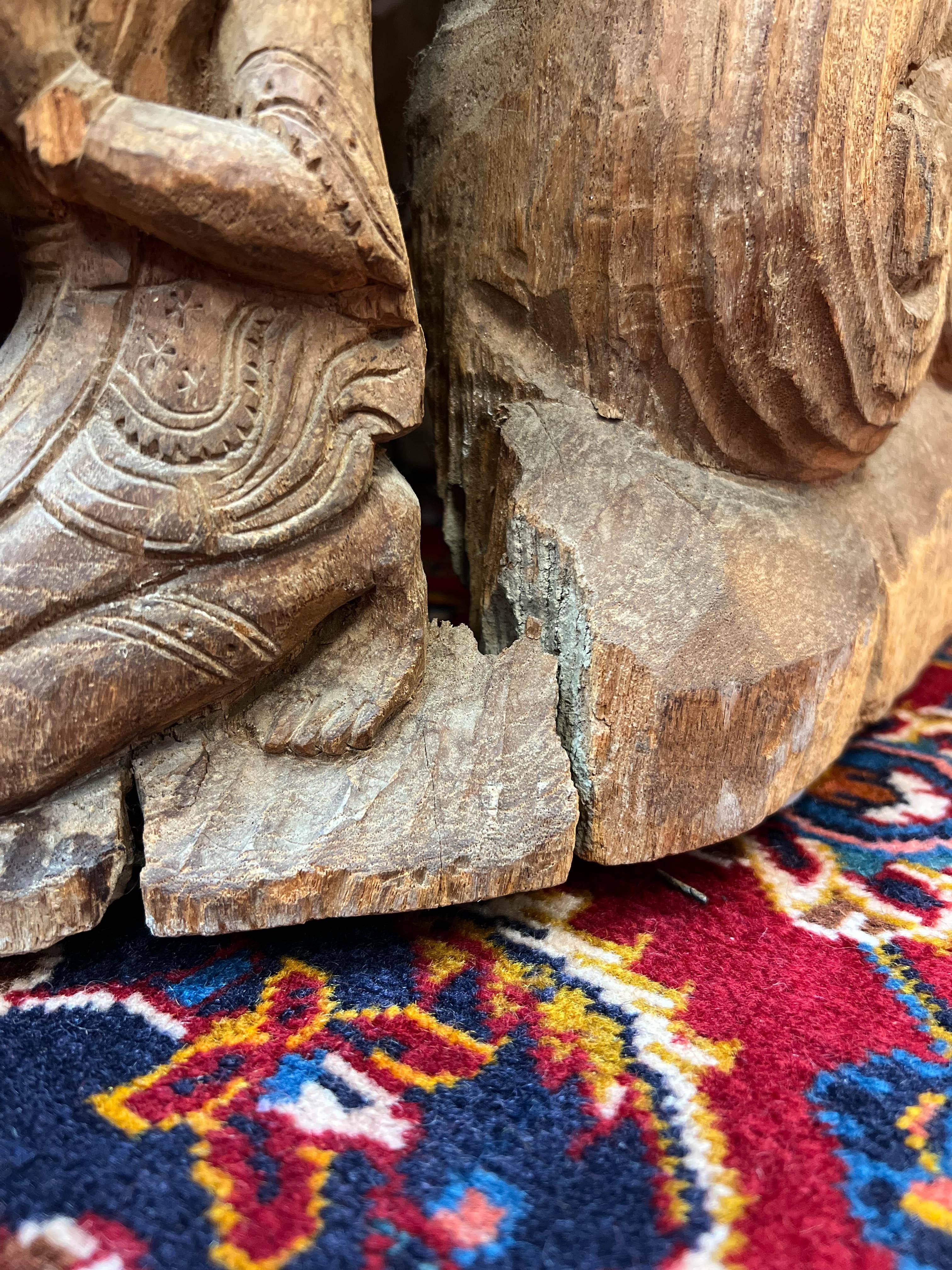 Architectural Carved Wood Thai Drum Pedestal For Sale 6