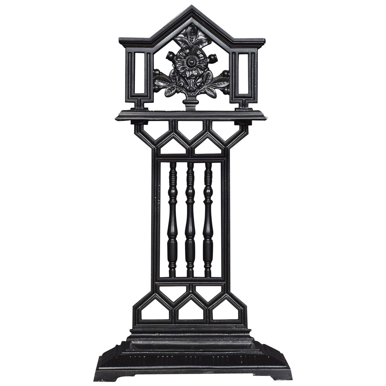 Coat Stand in Cast Iron with Umbrella Stand and Mirror For Sale at 1stDibs