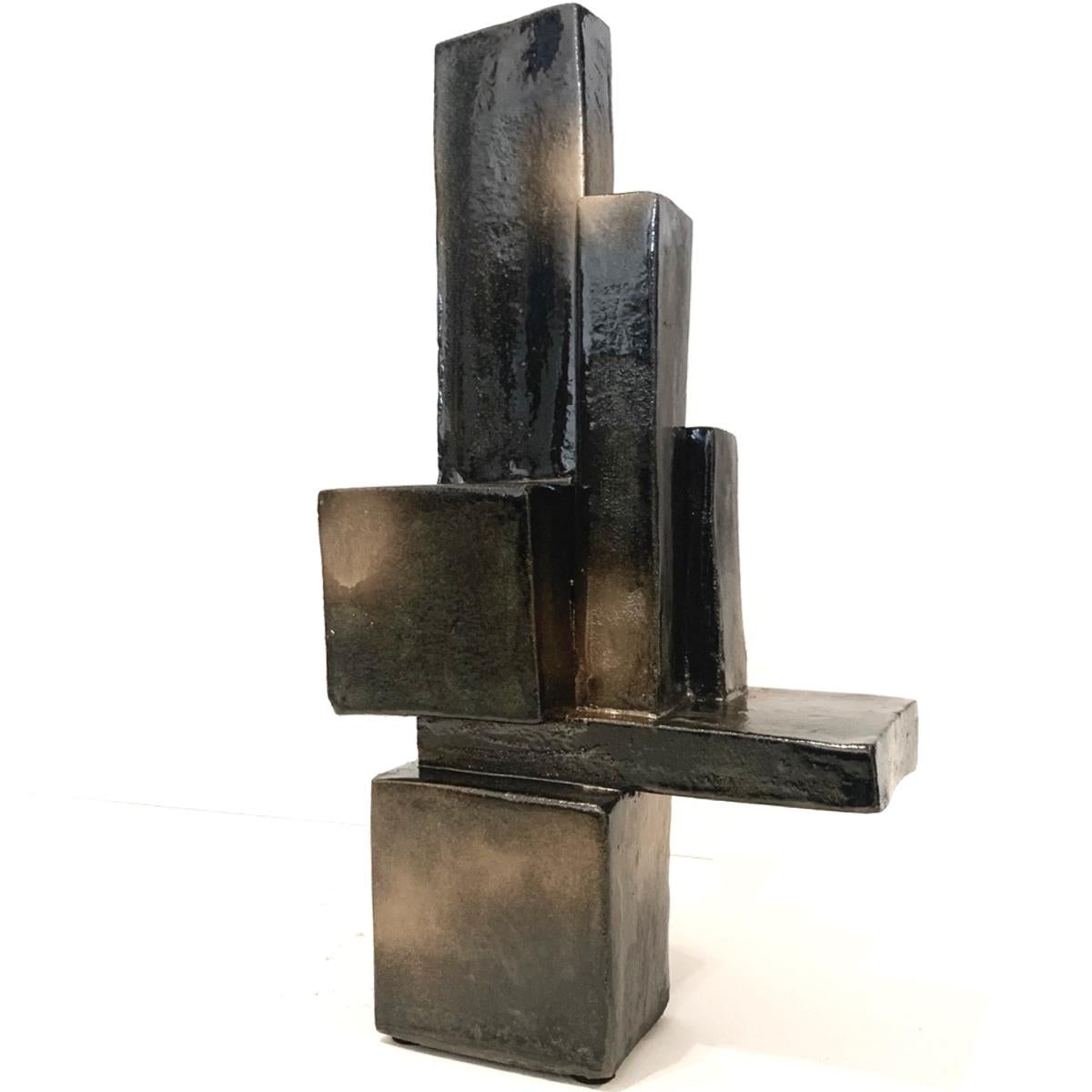 Architectural Ceramic Sculpture with Palladium and Gold Glaze by Judy Engel 1