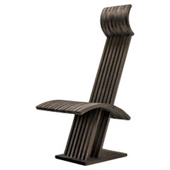 Architectural Chair in Anthracite Stained Wood, Netherlands 1980s