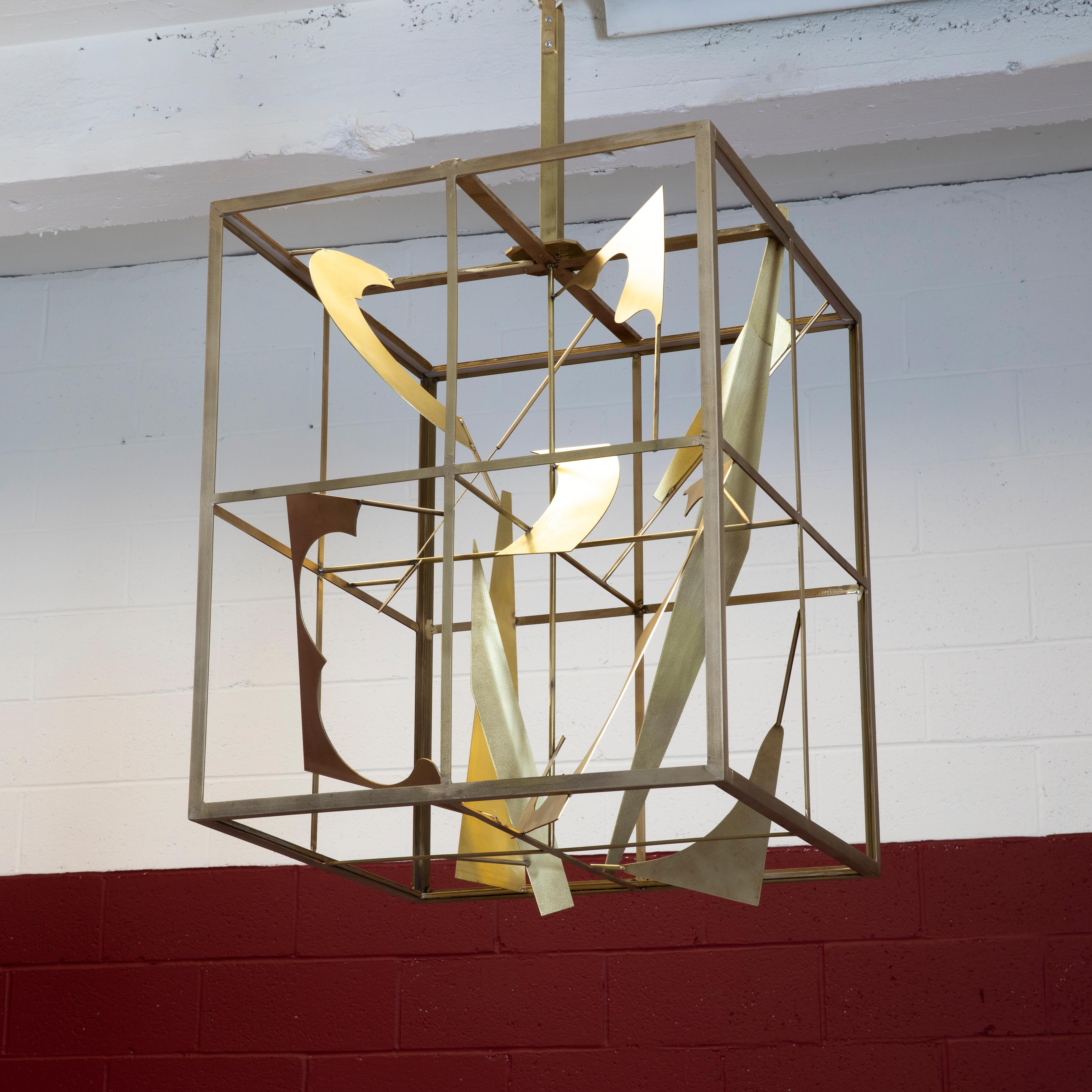 A customizable chandelier by celebrated interior designer Paula Caravelli. She is known for her innovative and  refined interiors. 

Made from salvaged cut outs of bronze this sculpture is lit with LED. A matching pair is currently available.



The