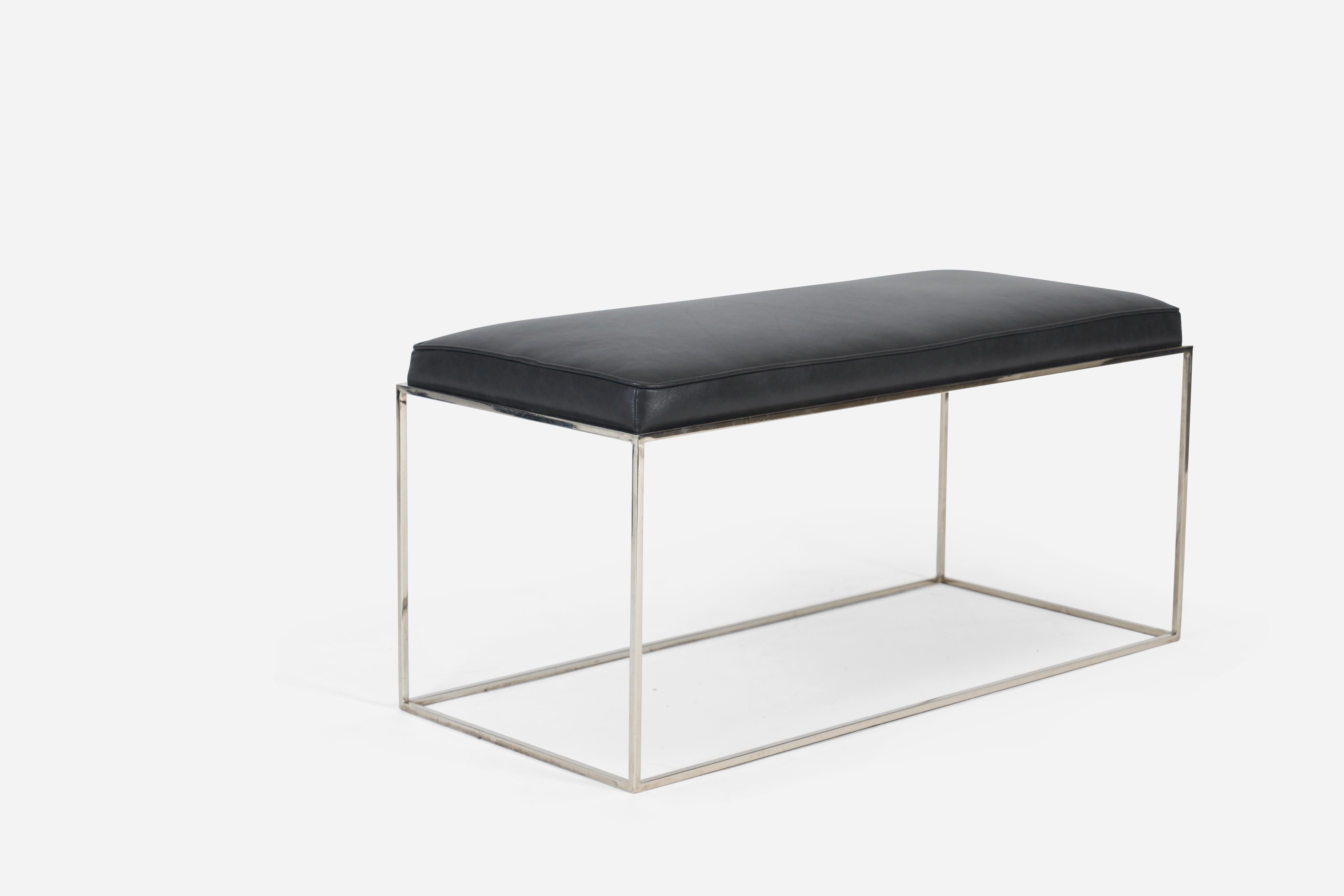 Mid-Century Modern Architectural Chrome Frame Bench by Milo Baughman For Sale