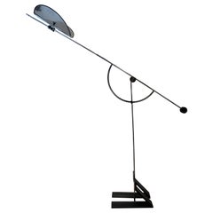 Architectural Chrome Metal Floor Lamp, circa 1980s