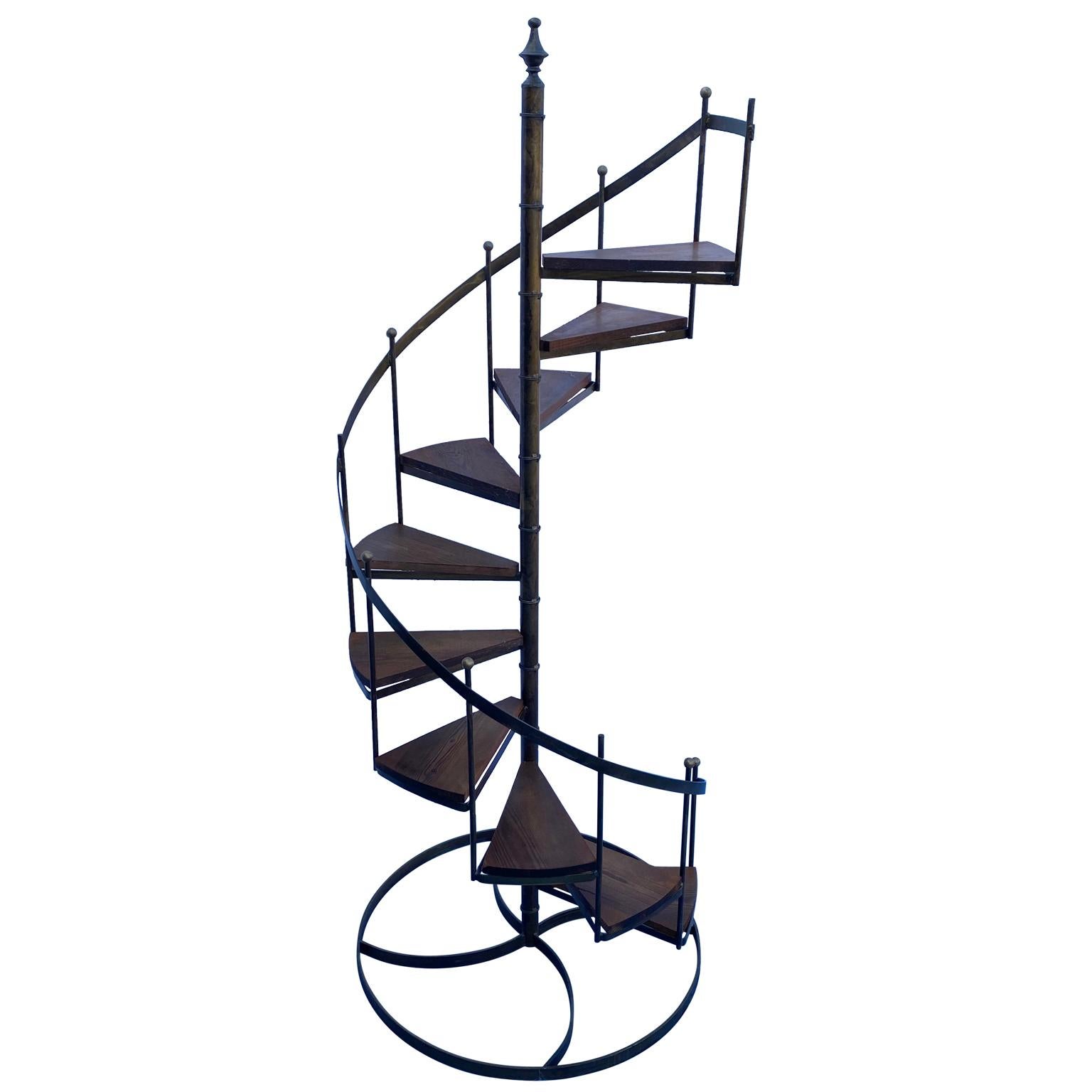American Architectural Circular Wrought Iron Display Staircase