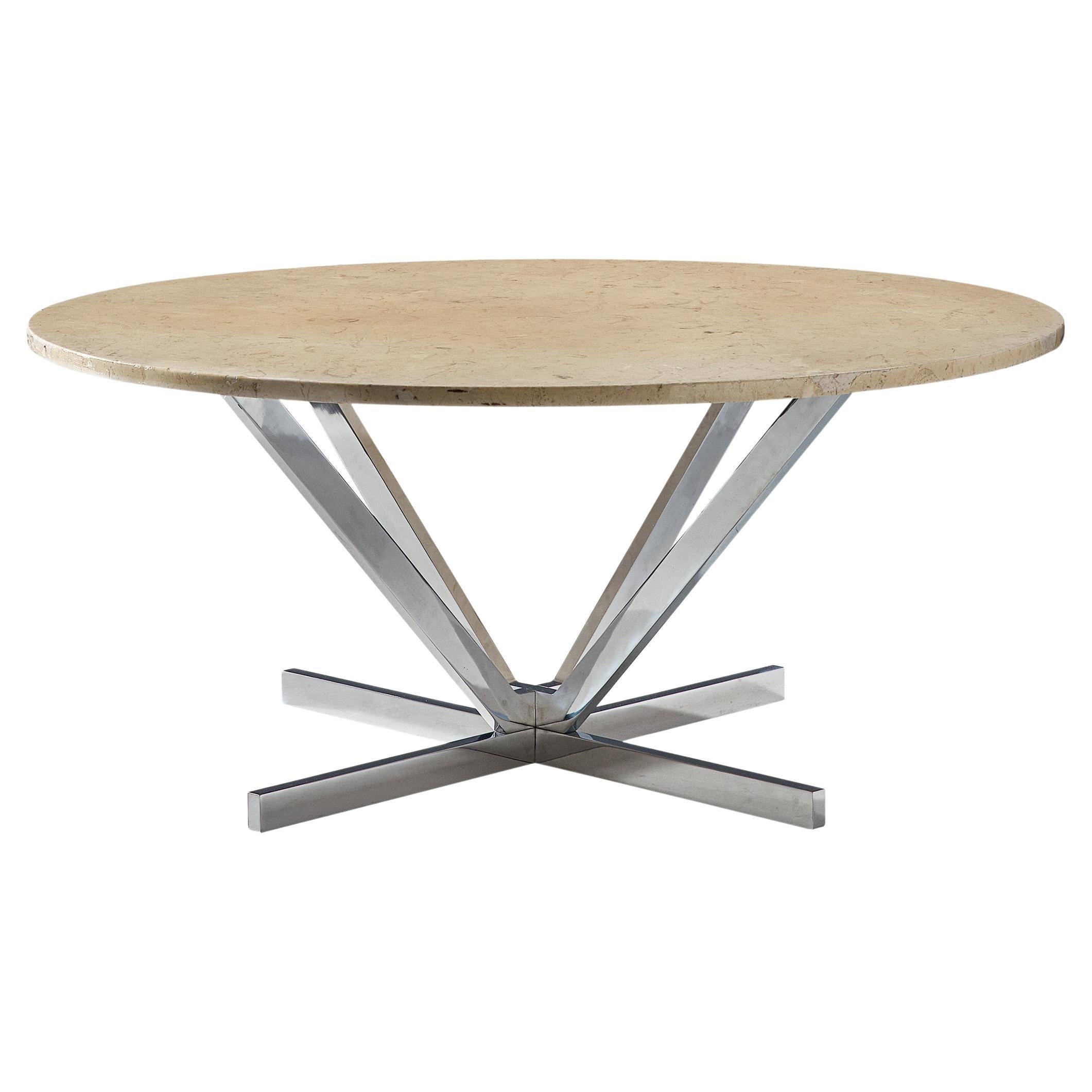 Architectural Coffee Table in Bianco Perlato Marble  For Sale