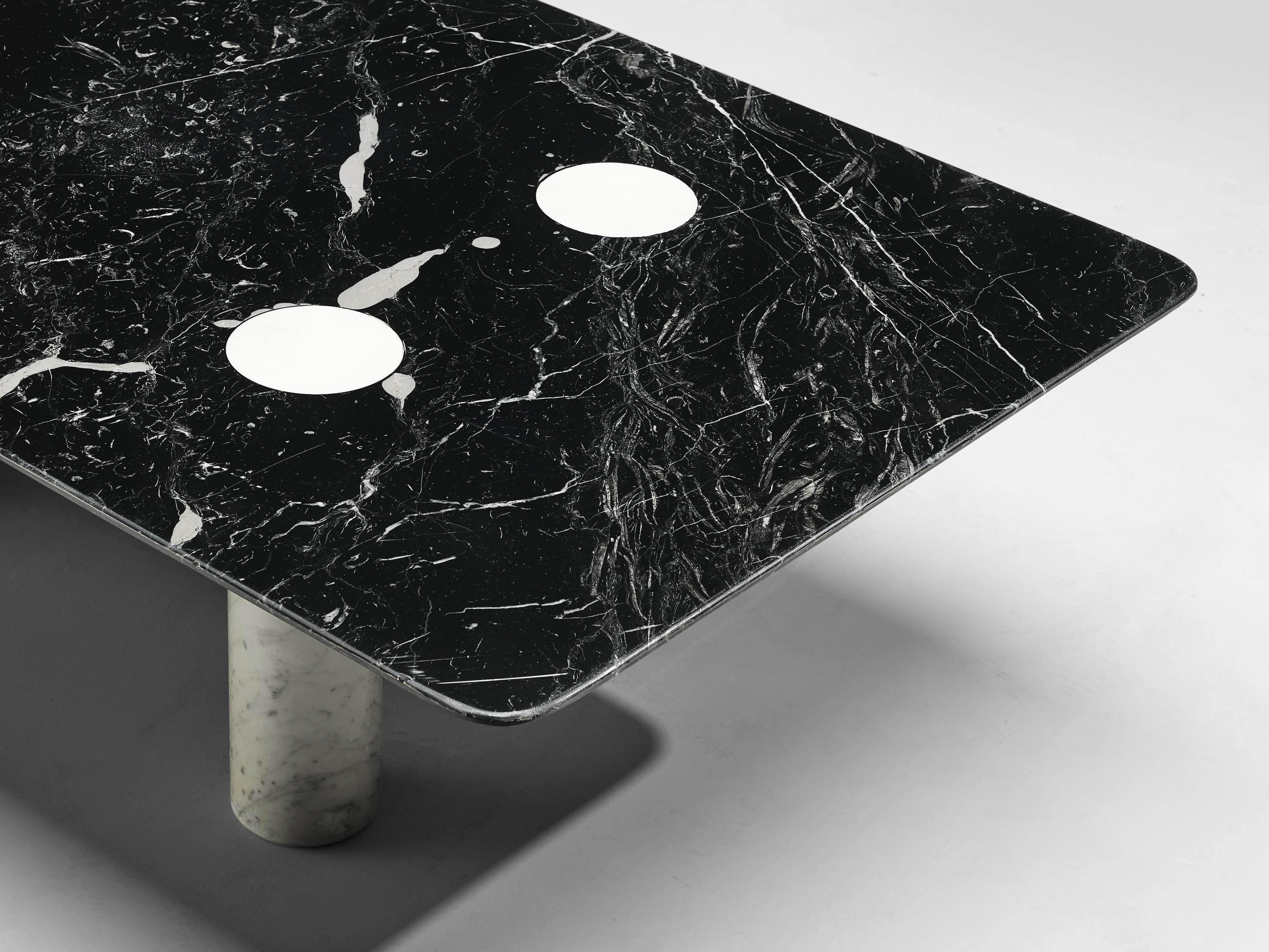 Architectural Coffee Table in White and Marquina Marble In Good Condition In Waalwijk, NL