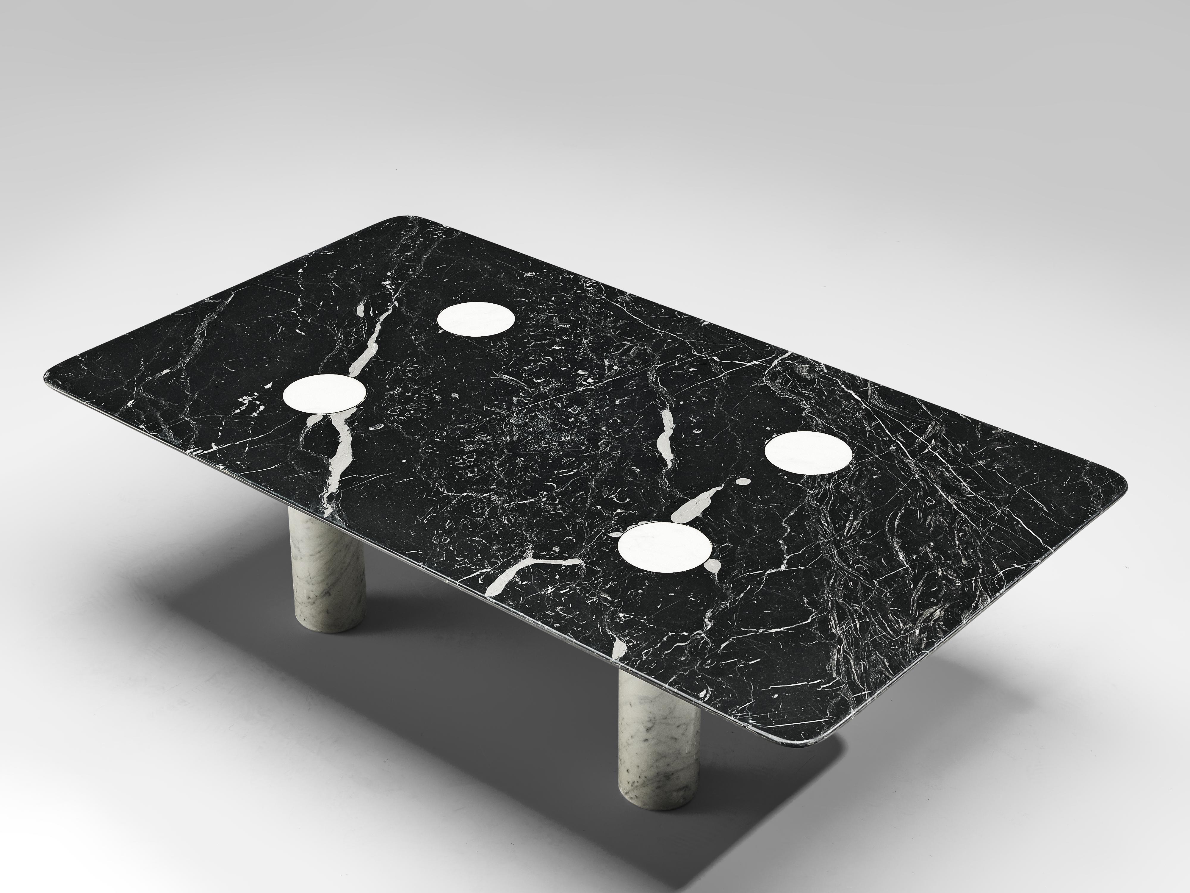 Architectural Coffee Table in White and Marquina Marble 2