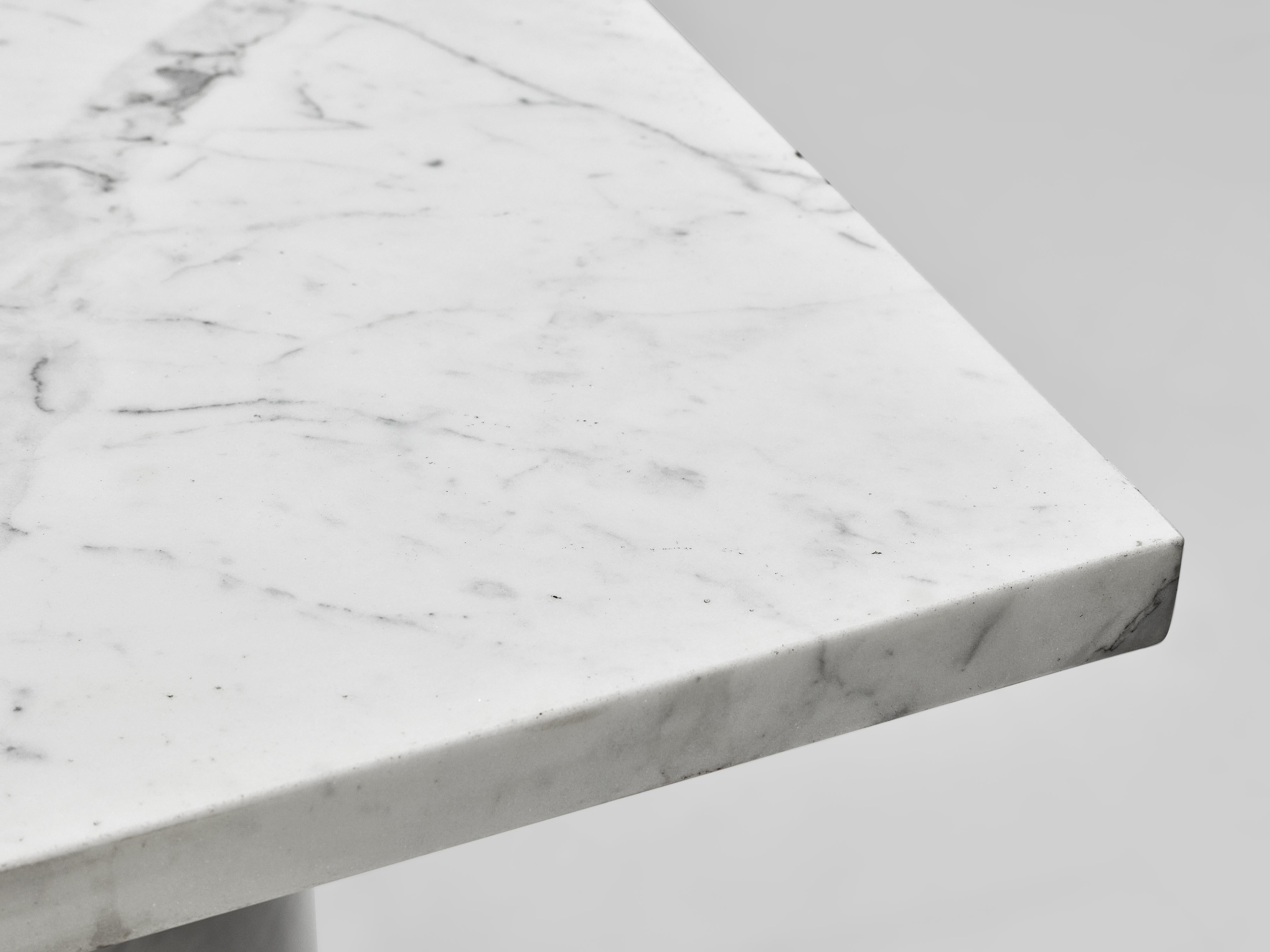 Mid-Century Modern Architectural Coffee Table in Carrara Marble