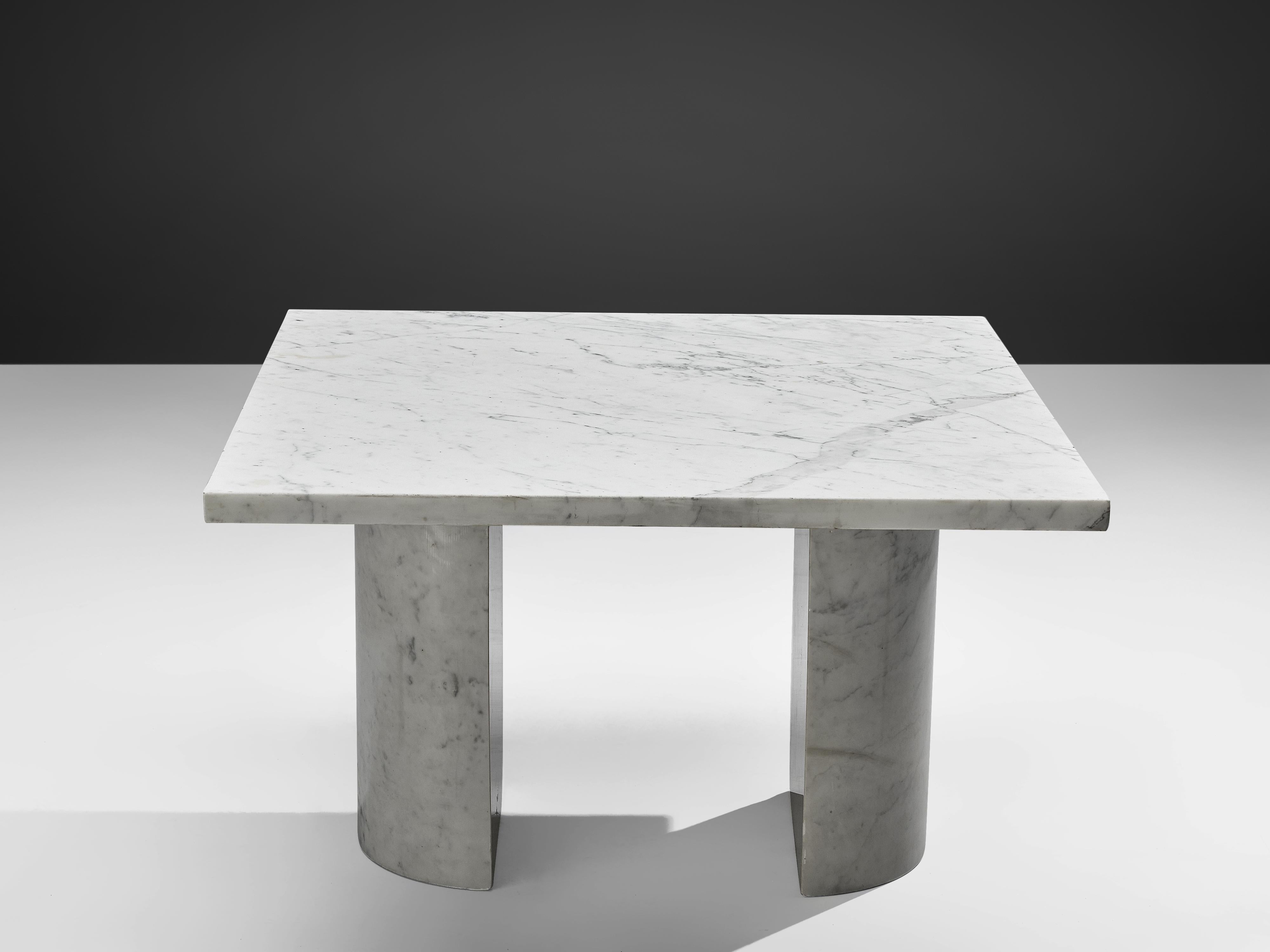 Italian Architectural Coffee Table in Carrara Marble
