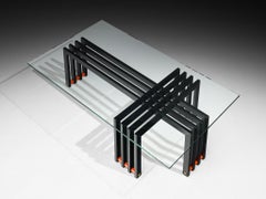 Architectural Coffee Table in Glass and Steel