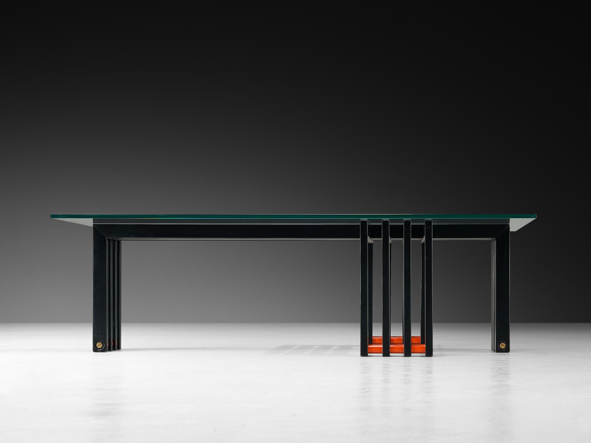 Table Basse Architecturale en Verre et Acier Bon état - En vente à Waalwijk, NL