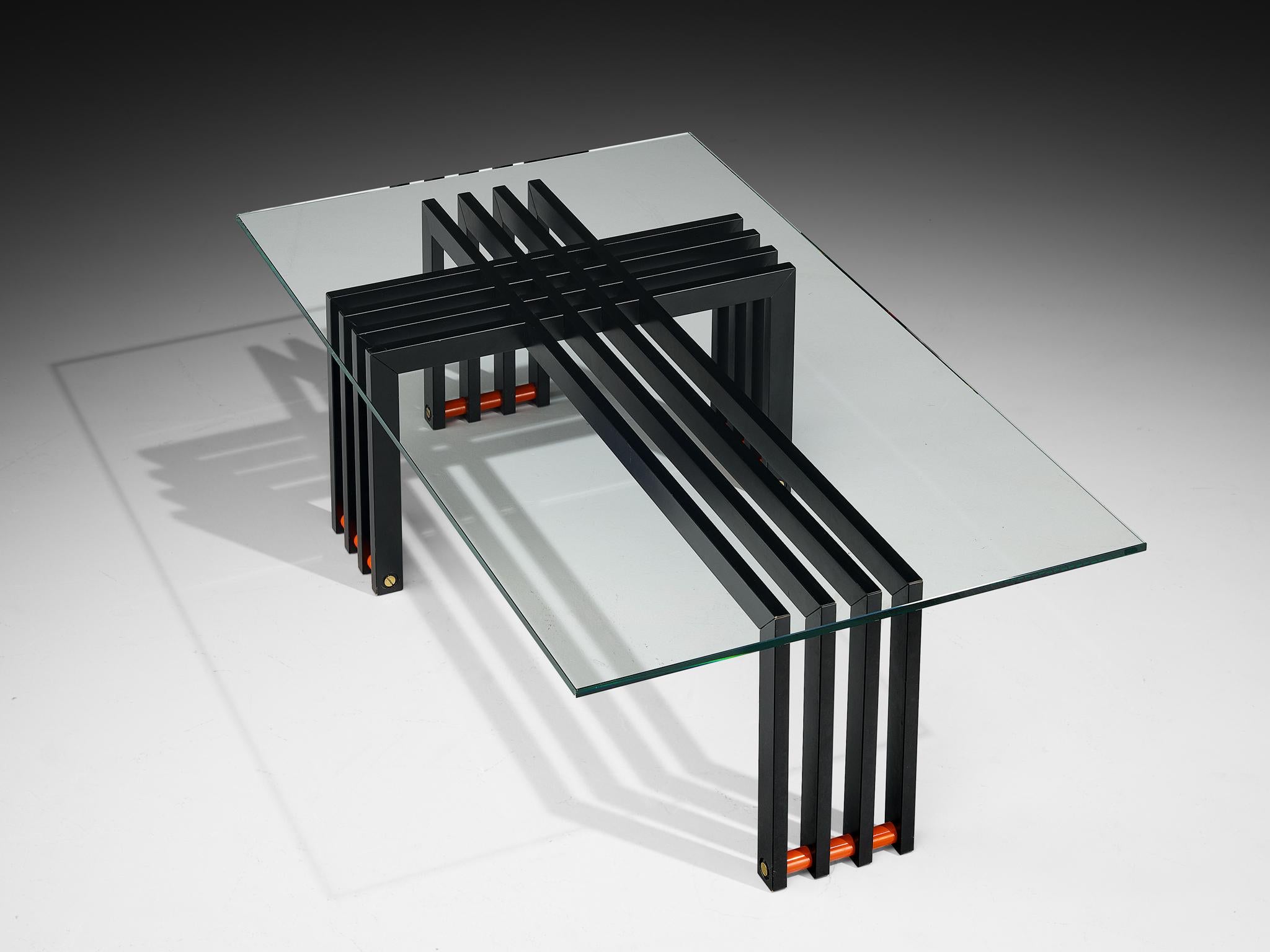 Fin du 20e siècle Table Basse Architecturale en Verre et Acier en vente