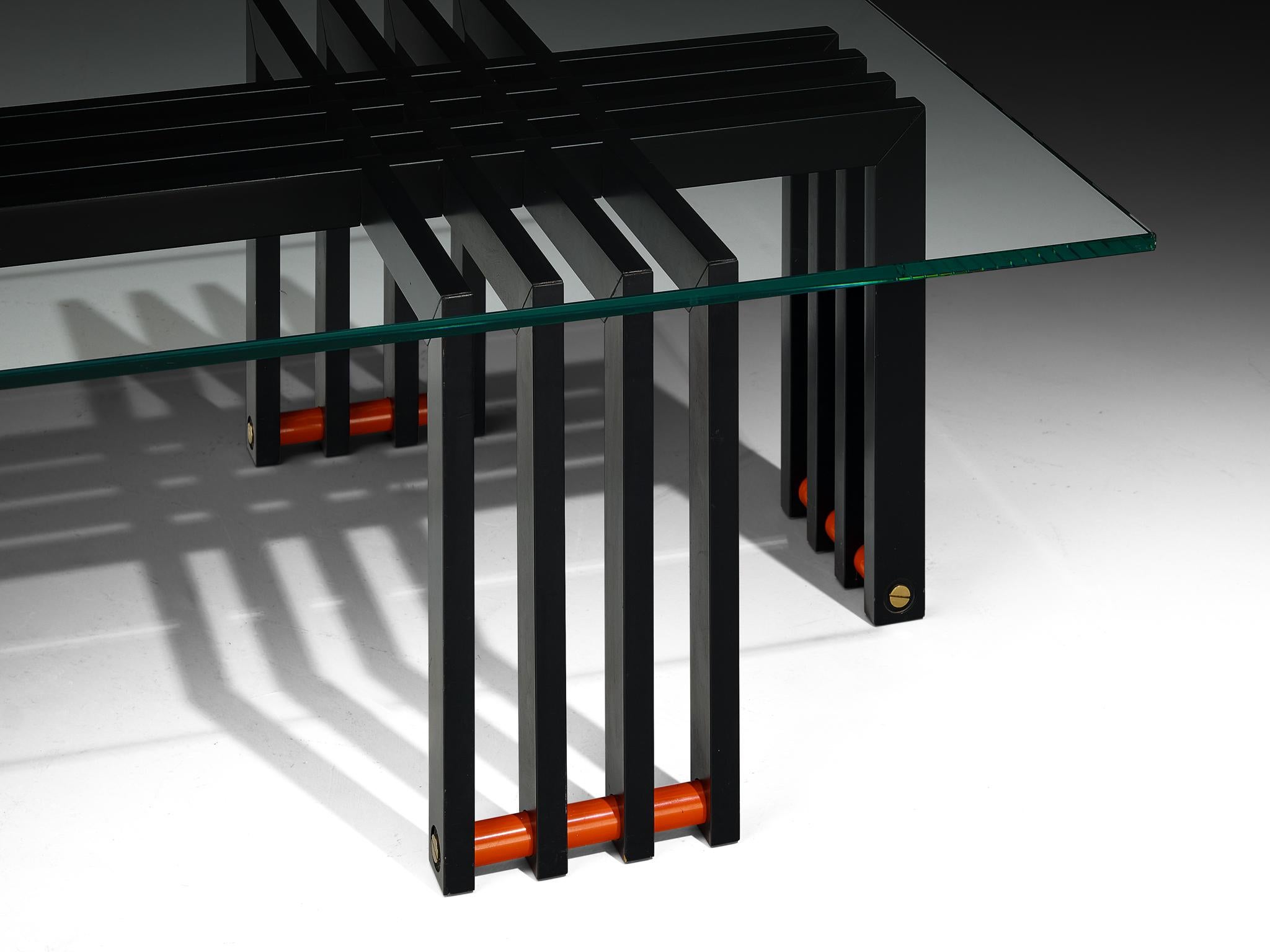 Table Basse Architecturale en Verre et Acier en vente 1