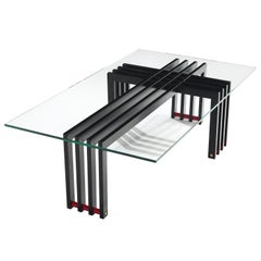 Architectural Coffee Table in Glass and Steel