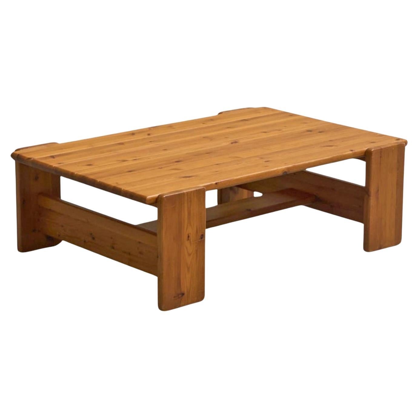 Architectural Coffee Table in Solid Pine 1970s
