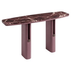 Architectural Console Table in Ash Rose Eucalyptus & Rosso Levanto Marble