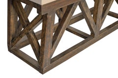 Architectural Console Table - Oak with Limestone Top