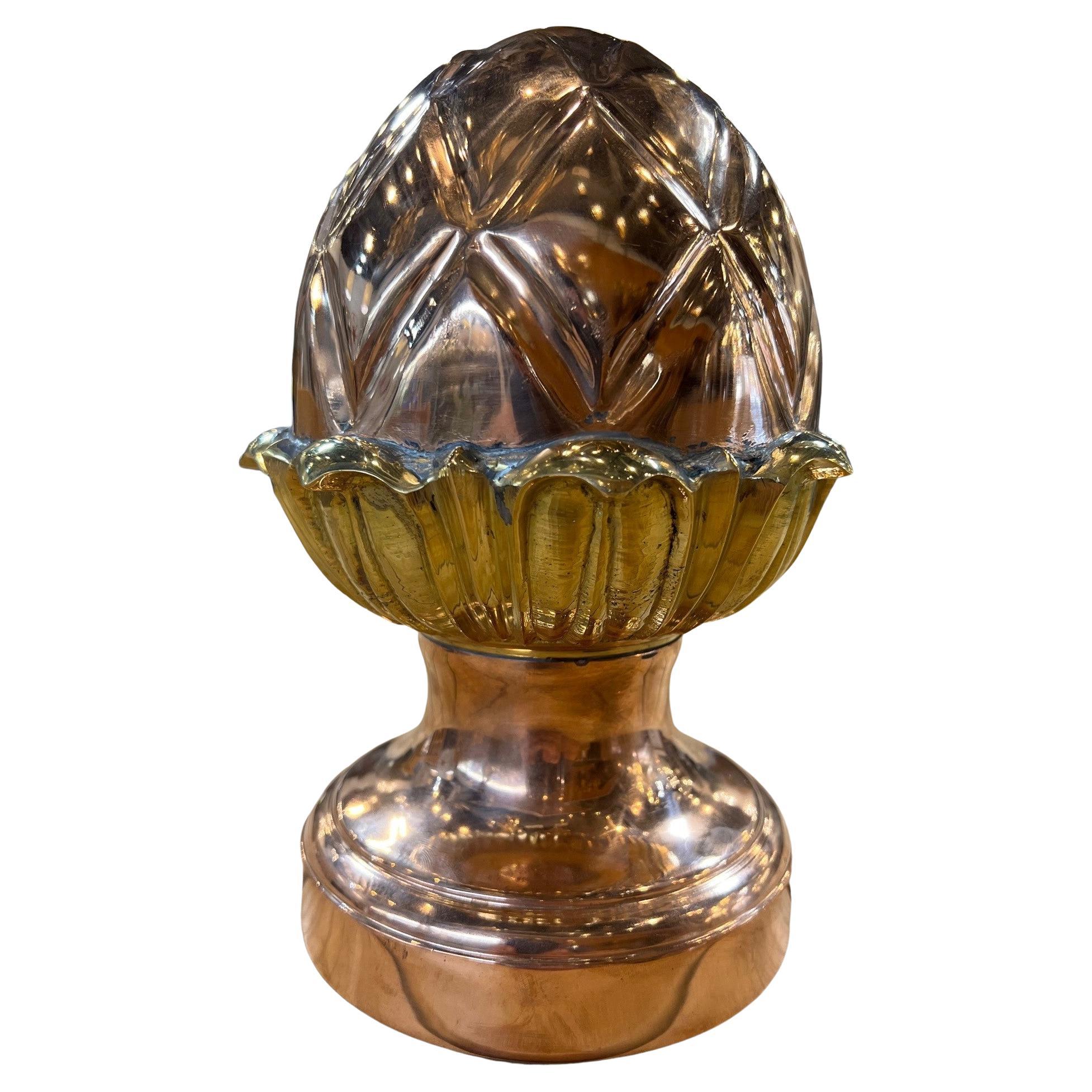 Architectural Copper and Brass Acorn Finial  For Sale