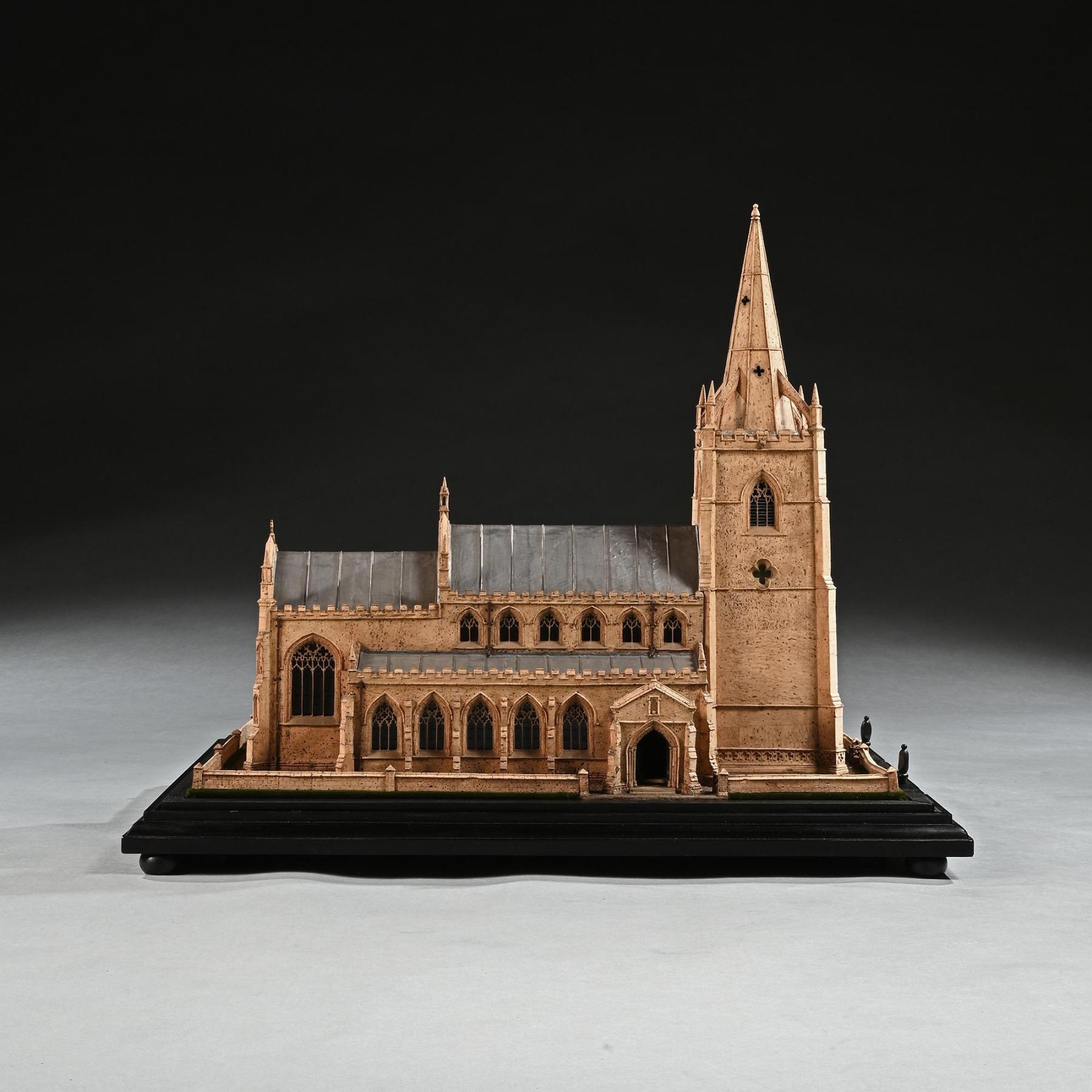 Architectural Cork Model of an English Church by Cornelius Daniel Ward In Good Condition For Sale In Benington, Herts