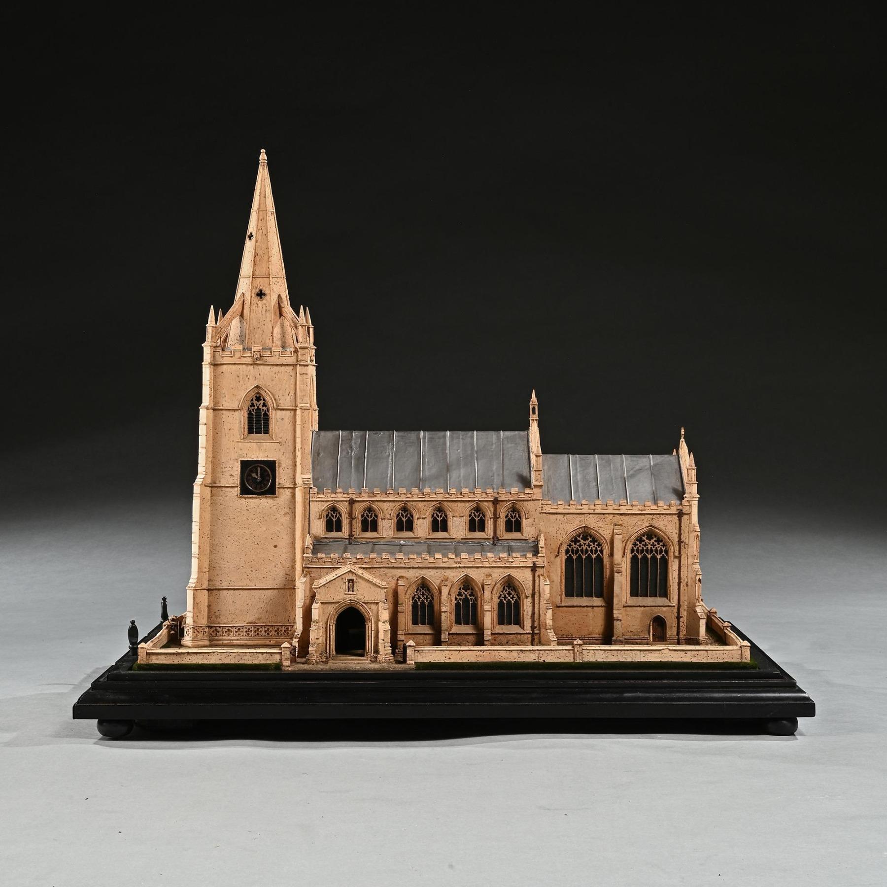 Bouchon Modèle architectural en liège d'une église anglaise par Cornelius Daniel Ward en vente