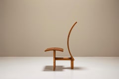 Architectural Curved-back Chair in Wood, Netherlands 1980s
