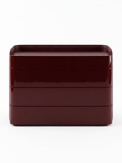 Architectural Curved Chest of Drawers in High Gloss Lacquer & Grained Leathers