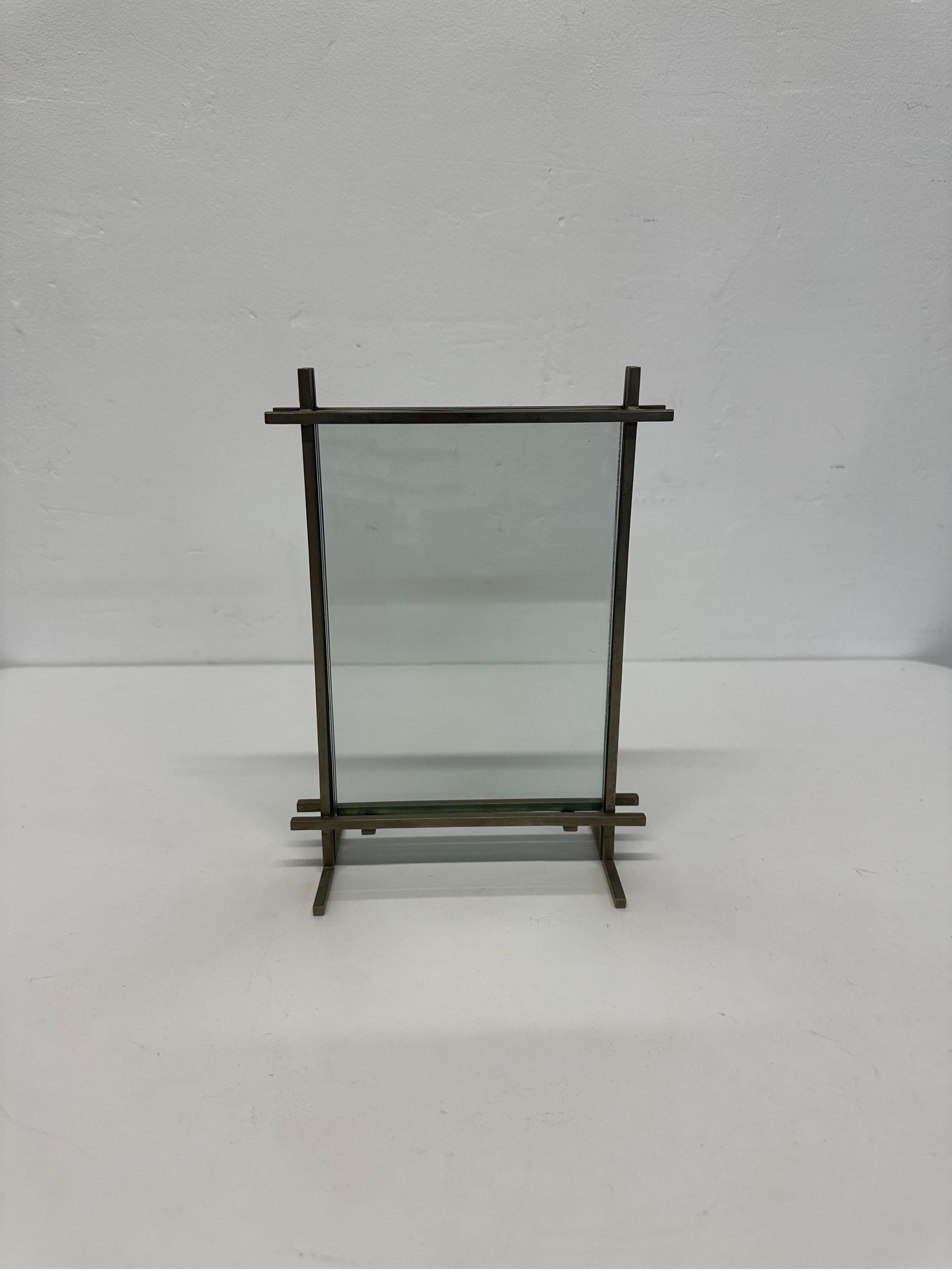 Welded steel picture frame with double glass insert, 1970s.