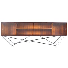 Architectural Danish Low Profile Rosewood Bookcase / Credenza