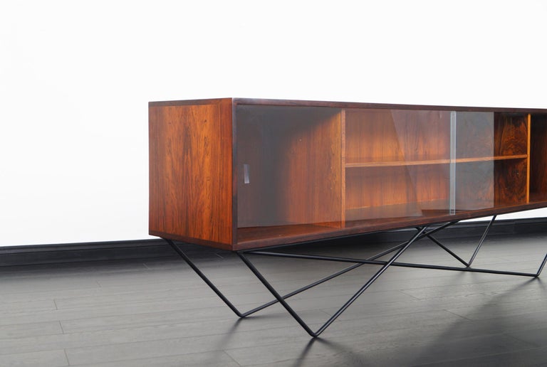 Architectural Danish Low Profile Rosewood Bookcase For Sale at 1stdibs