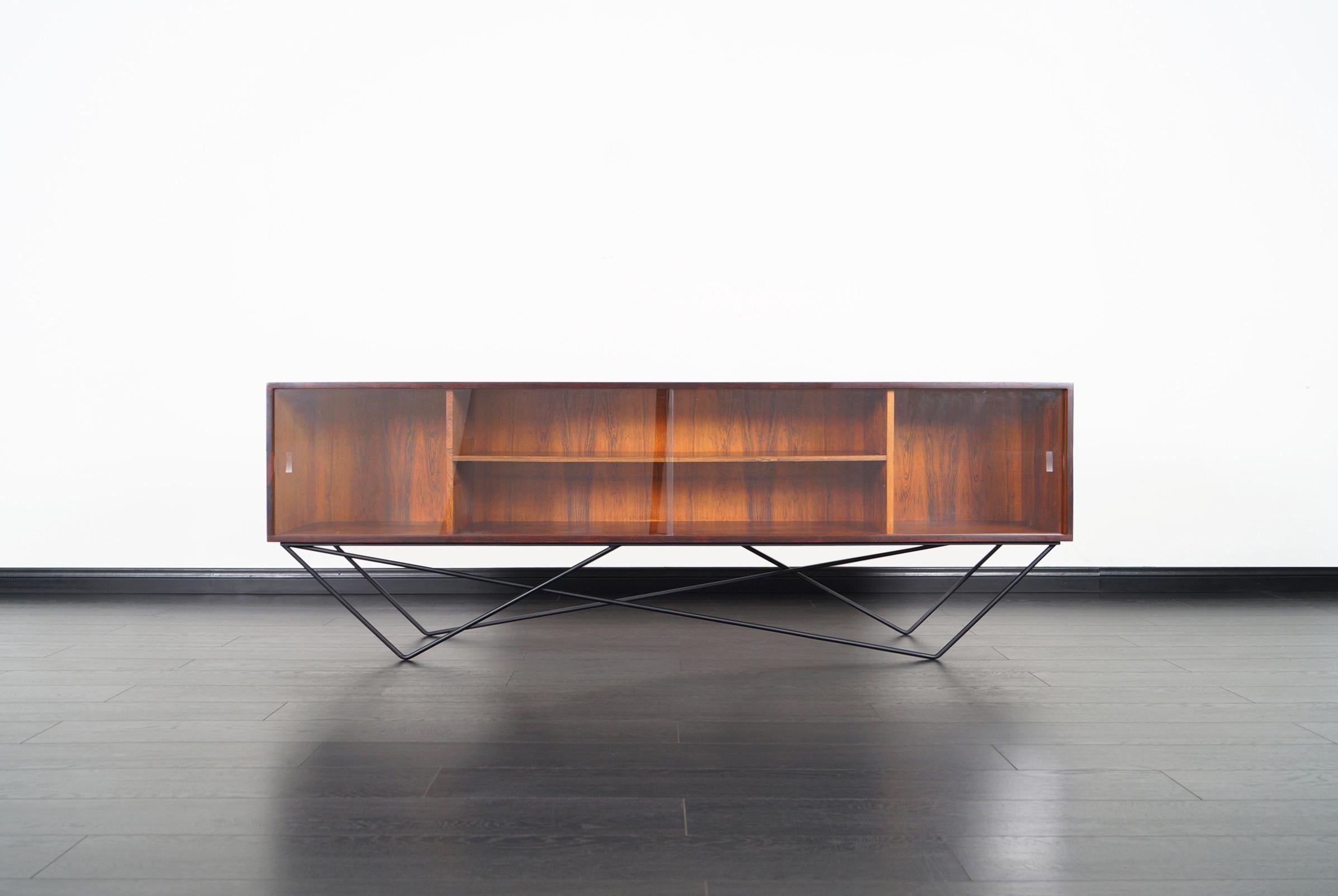 Mid-Century Modern Architectural Danish Low Profile Rosewood Bookcase / Credenza