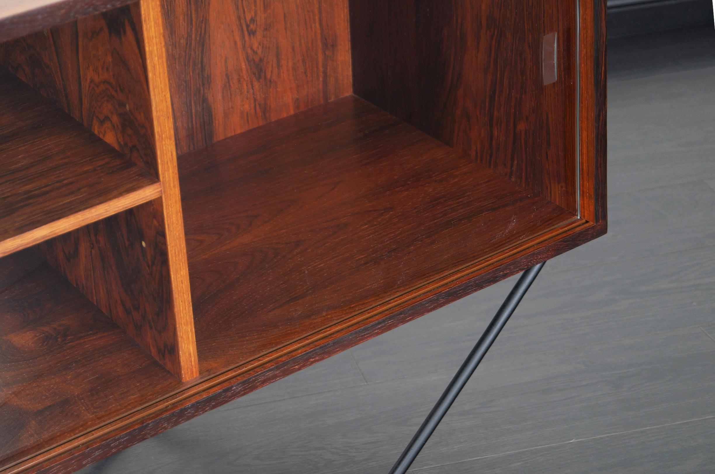 Architectural Danish Low Profile Rosewood Bookcase / Credenza In Excellent Condition In North Hollywood, CA