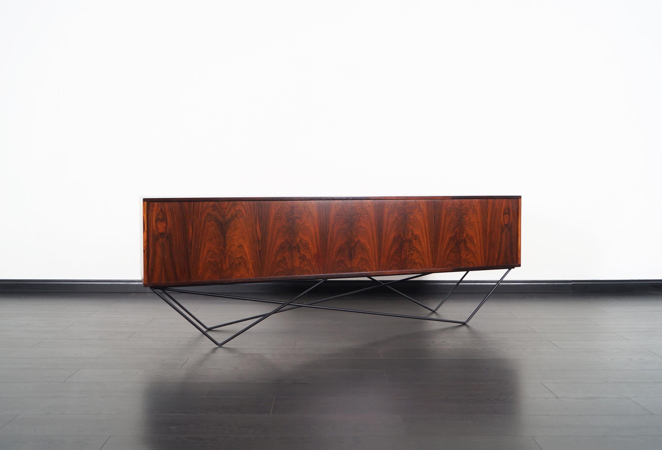Mid-20th Century Architectural Danish Low Profile Rosewood Bookcase / Credenza