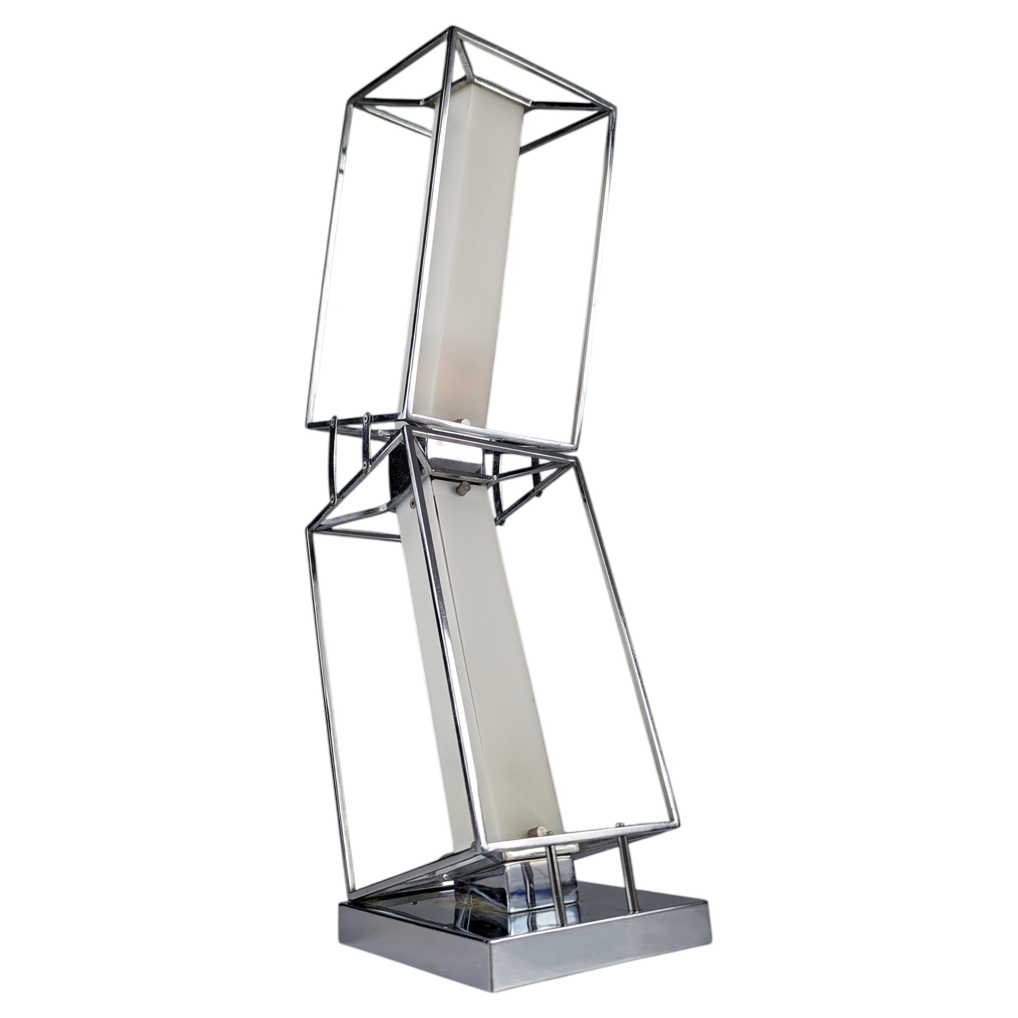Architectural Design Chrome Table Lamp 20th Century Modern For Sale