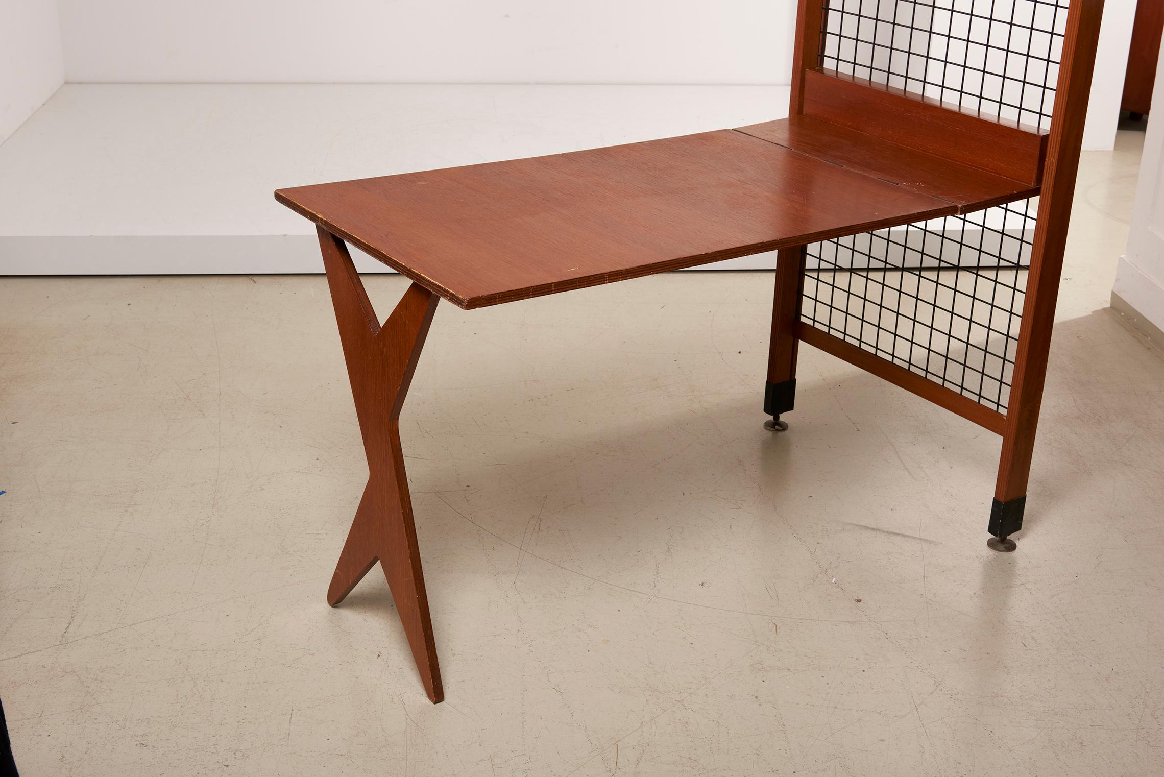 Architectural Desk with Bookshelf, Italy, 1960s For Sale 1