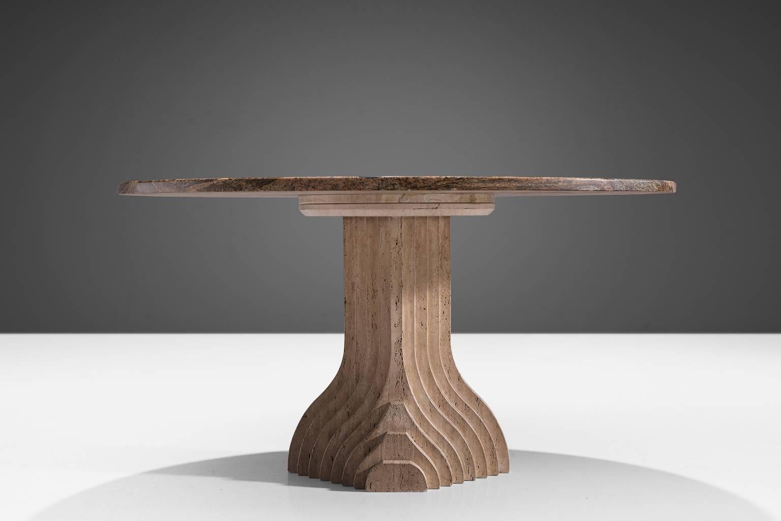 Italian Architectural Dining Table in Travertine