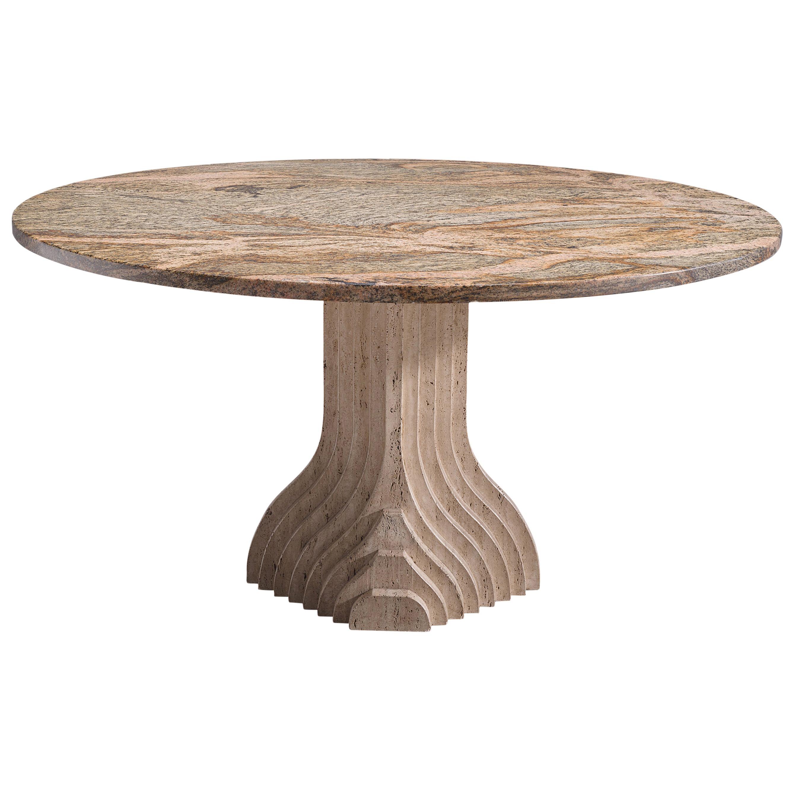 Architectural Dining Table in Travertine