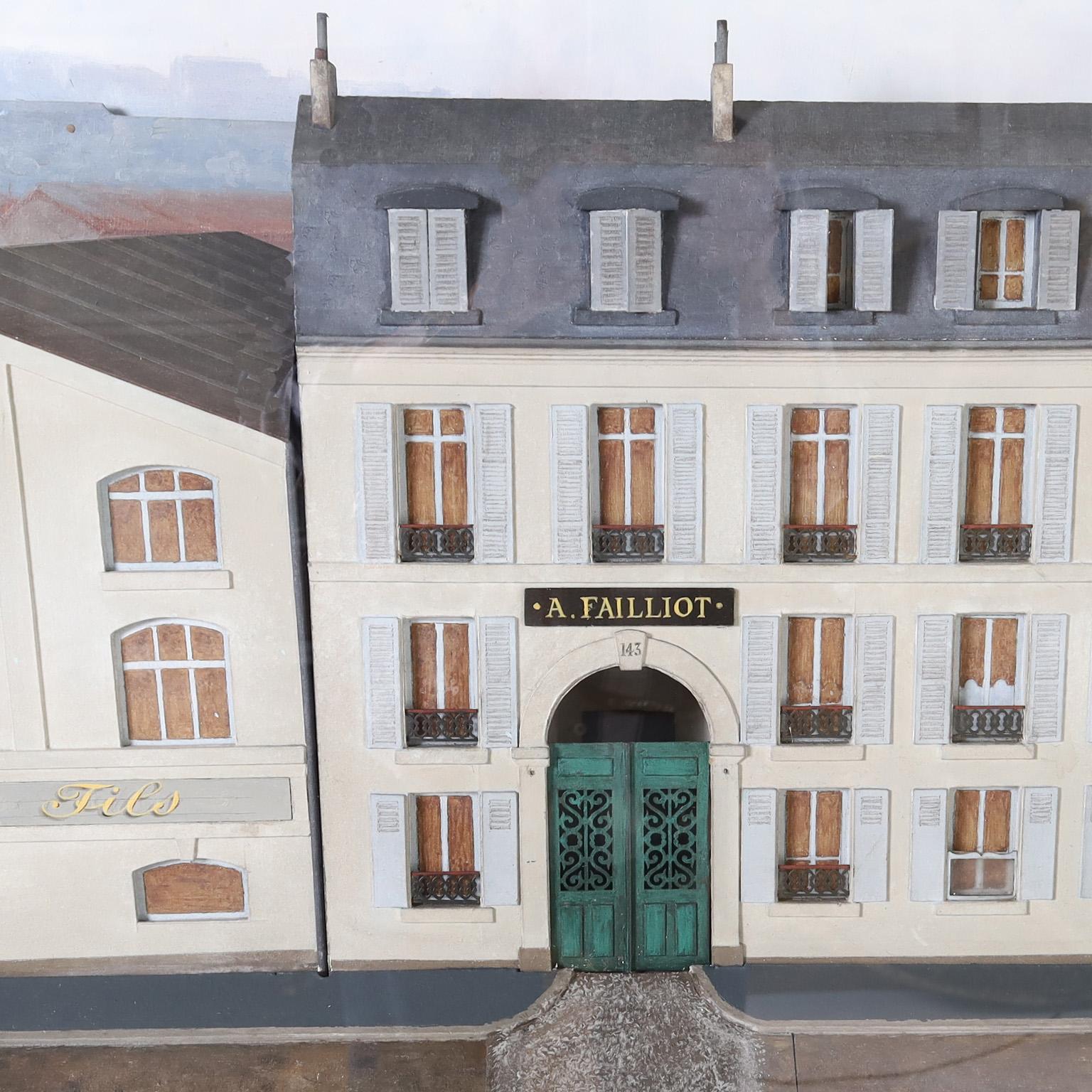 Hand-Painted Architectural Diorama of a French Street For Sale