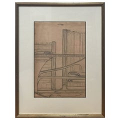 Architectural Drawing of a Futuristic Cityscape
