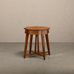 Architectural Dutch Haagse School Art Deco octagonal Side Table in Oak, 1920s