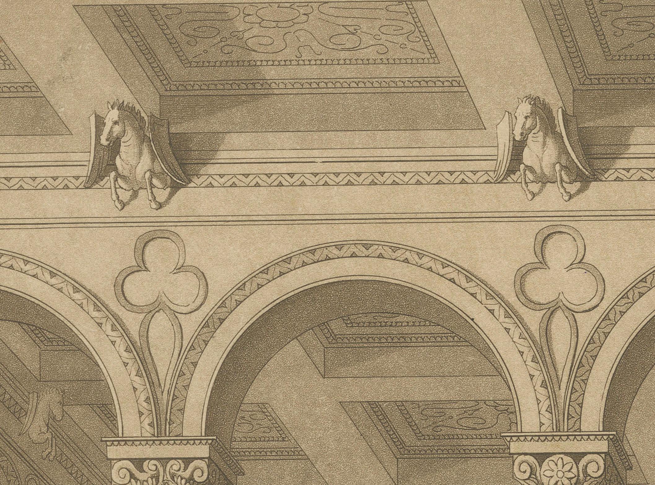 Paper Architectural Elegance: Schinkel's Stairhall, Circa 1874 For Sale
