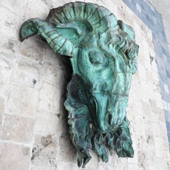 Architectural Element Formed Copper Ram's Head